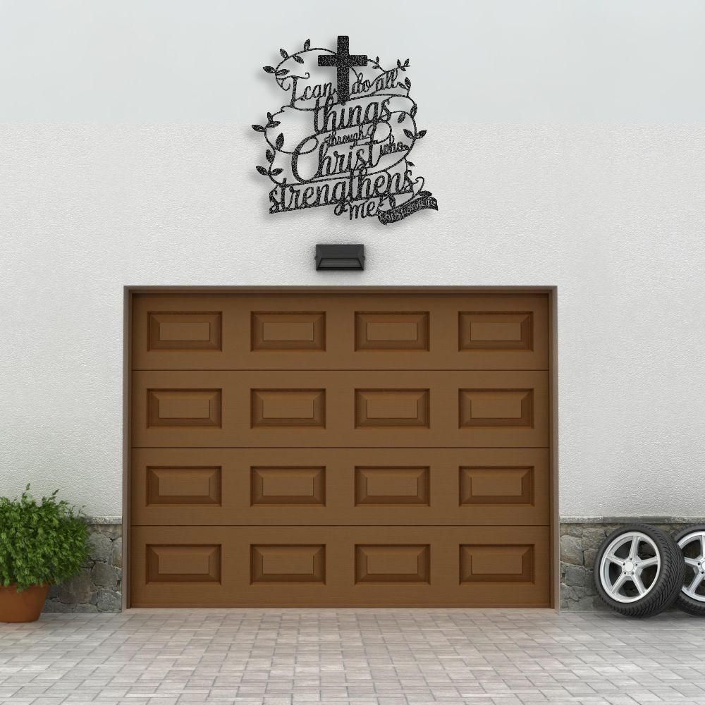 "I can do all things through Christ who strengthens me" Christian die-cut metal sign, Christian Metal Sign, Christian Metal Wall Art