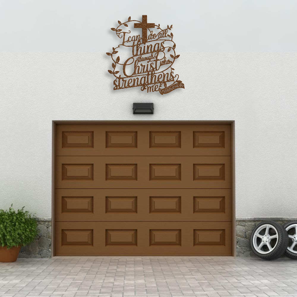 "I can do all things through Christ who strengthens me" Christian die-cut metal sign, Christian Metal Sign, Christian Metal Wall Art