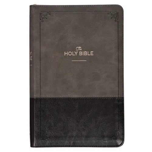 KJV Bible Deluxe Gift (Faux Leather, Gray/Black W/Zipper) - Imitation Leather