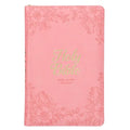 KJV Holy Bible, Standard Size Faux Leather Red Letter Edition - Thumb Index & Ribbon Marker, King James Version, Pink Floral Zipper Closure - Leather