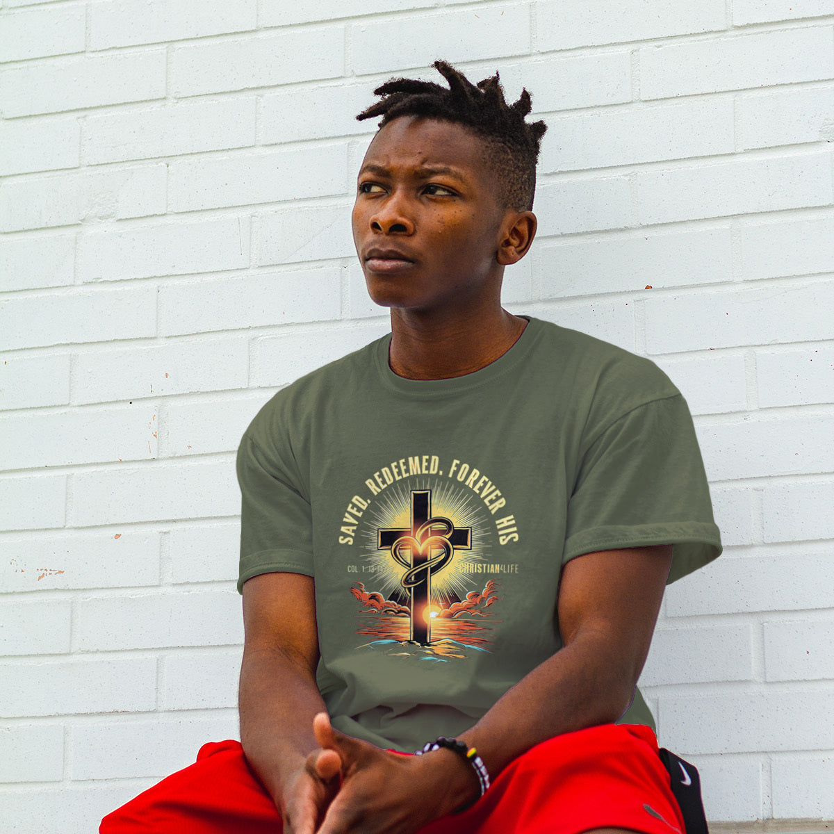 Unisex "Saved, Redeemed, Forever His" Christian Cotton Softstyle T-Shirt