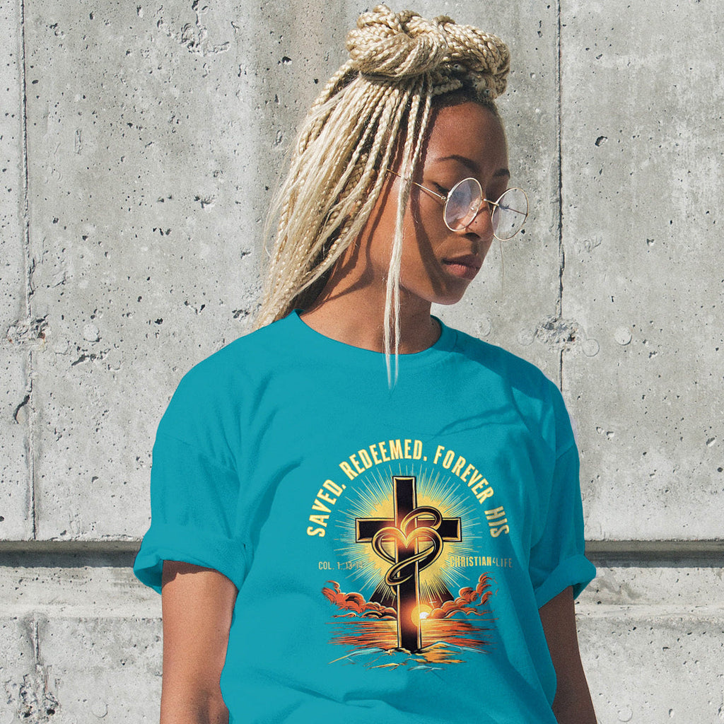 Unisex "Saved, Redeemed, Forever His" Christian Cotton Softstyle T-Shirt