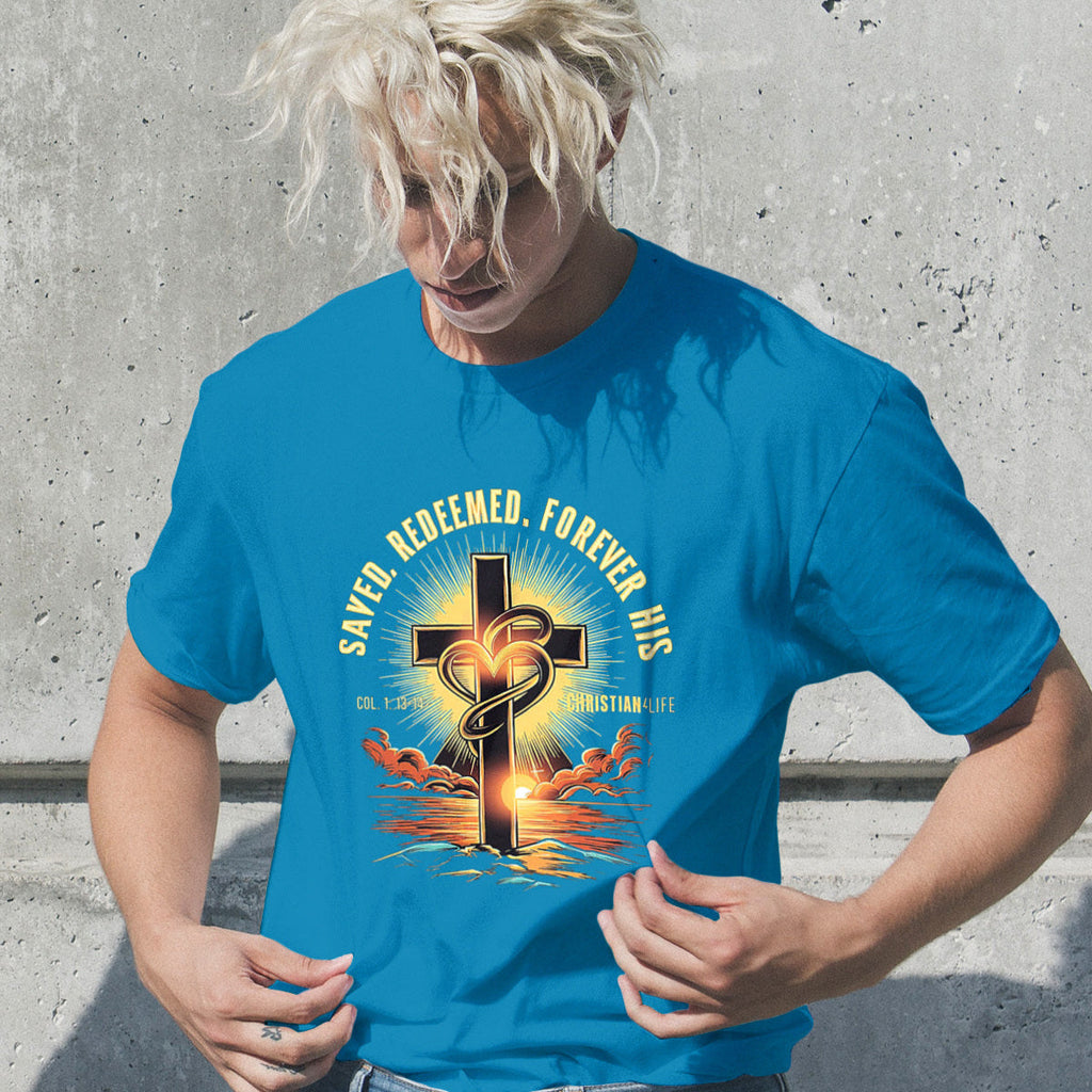 Unisex "Saved, Redeemed, Forever His" Christian Cotton Softstyle T-Shirt